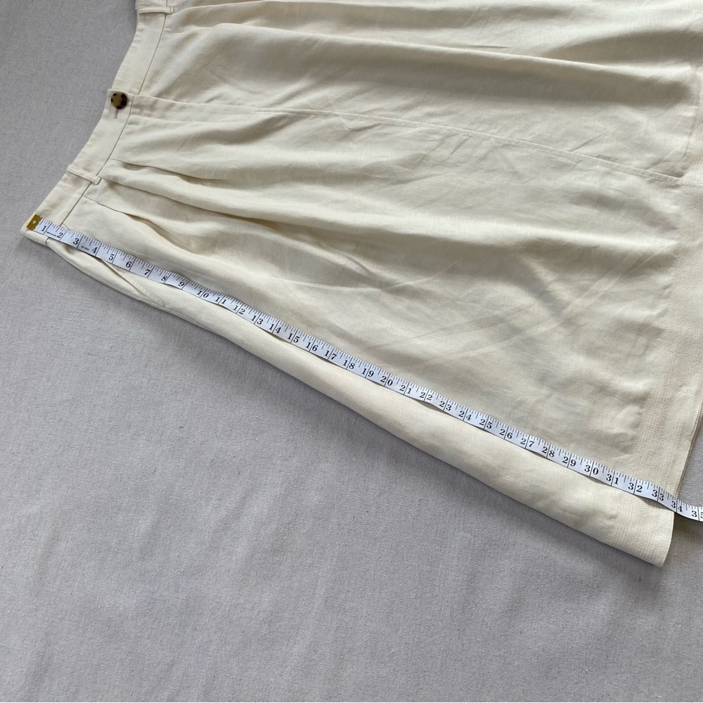 Lafayette 148 New York Rosabella Ivory Linen Pleated Flare Skirt With Pockets - Picture 6 of 11